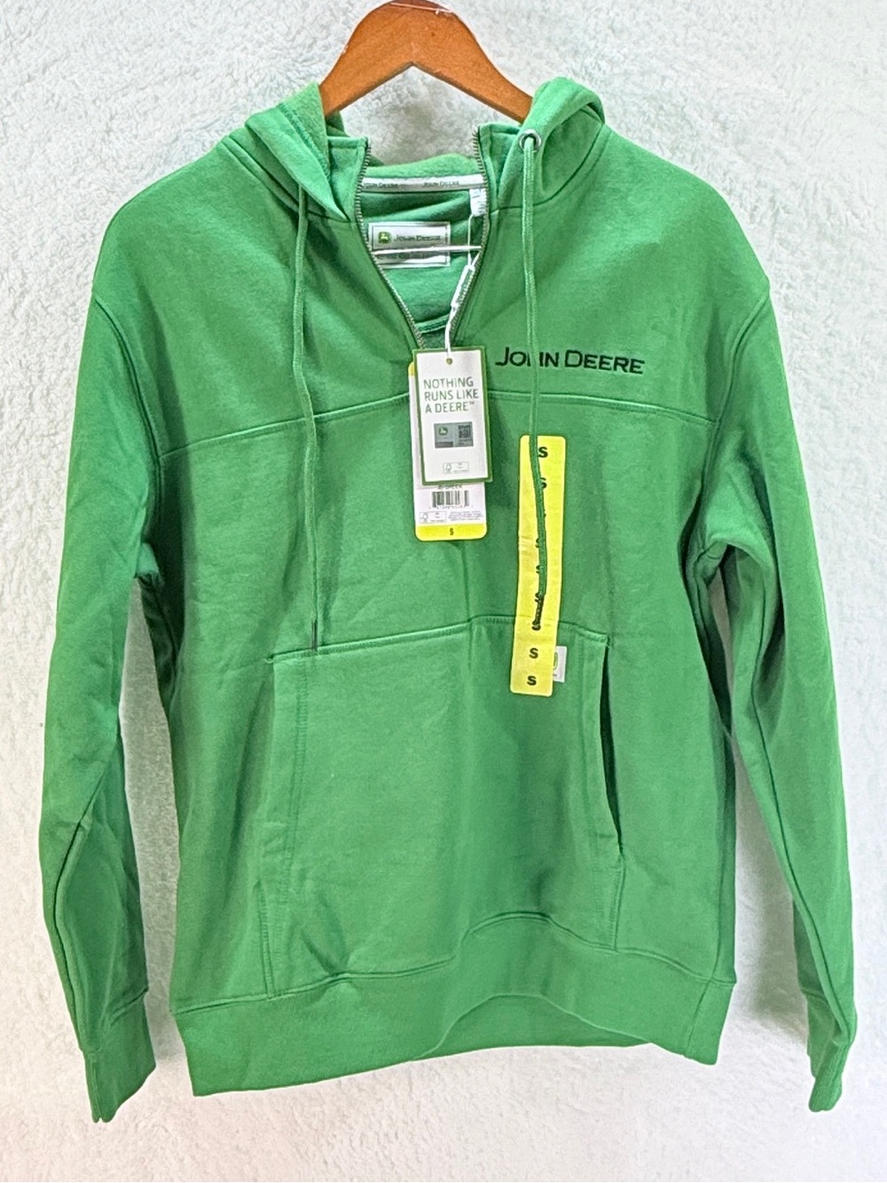 John Deere Green Full Zip Hoodie Sweatshirt Size Small NWT quarter zip